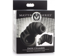 Xr Brands Dark Chamber Silicone Chastity Cage Flexible Anatomical Juodas