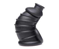 Xr Brands Dark Chamber Silicone Chastity Cage Flexible Anatomical Juodas