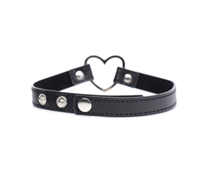 Xr Brands Dark Heart Chrome Heart Juodas Vegan Leather Adjustable Choker
