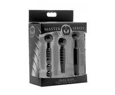 Xr Brands Dark Rods Silicone Urethral Dilator Set 3-Piece - Flexible &amp; Hollow Design