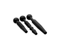Xr Brands Dark Rods Silicone Urethral Dilator Set 3-Piece - Flexible &amp; Hollow Design