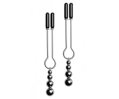 XR Brands Master Series Decorative Nipple Clamp Set with Triple Beads