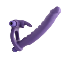 XR Brands Double Delight Rabbit Ring Vibrating System Violetinė Silicone