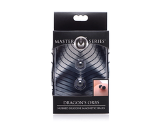 XR Brands Dragon's Orbs Silicone Magnetic Sphere Set, Juodas, 2pcs