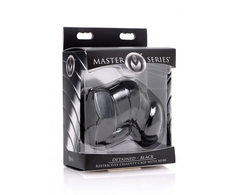 XR Brands Detained Juodas Chastity System with Studs - Compact Rubber Model