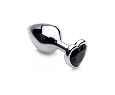Xr Brands Juodas Heart Medium Anal Plug Aluminum Alloy Weighted Design