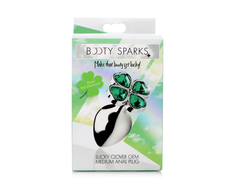 XR Brands Lucky Clover Metal Intimate Plug Medium Sidabrinis Gem