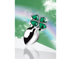 XR Brands Lucky Clover Gem Metal Intimate Plug Small Sidabrinis