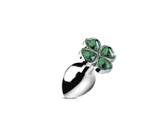 XR Brands Lucky Clover Gem Metal Intimate Plug Small Sidabrinis