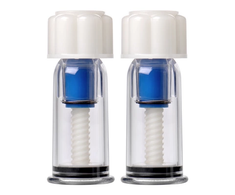 XR Brands Max-Twist Adjustable Suction Nipple Enhancers, Clear/Baltas, Pair