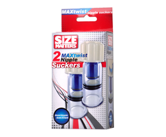 XR Brands Max-Twist Adjustable Suction Nipple Enhancers, Clear/Baltas, Pair