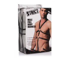 Xr Brands STRICT Male Full Body Adjustable Harness with Dual Rings Juodas