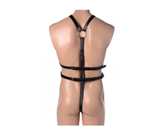 Xr Brands STRICT Male Full Body Adjustable Harness with Dual Rings Juodas