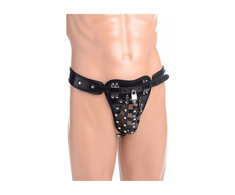 Xr Brands STRICT Safety Net Adjustable Male Chastity Belt Juodas Synthetic Leather