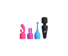 XR Brands Mini Wand Massager Set with 3 Functional Attachments Compact