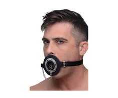 XR Brands Pie Hole Silicone Open Mouth Gag with Removable Plug Juodas