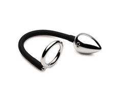 XR Brands Tug and Plug Dual Ring with Aluminum Plug - Adjustable System