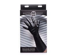 XR Brands Pleasure Fister Juodas Textured Glove 39cm TPR Universal