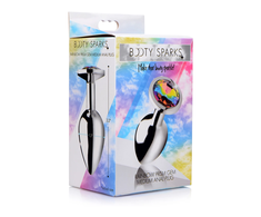 XR Brands Rainbow Prism Aluminum Plug Medium with Multicolor Gem