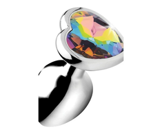 Xr Brands Rainbow Prism Heart Gem Aliuminio Plug Small - Nickel-Free, Multicolor