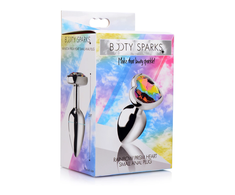 Xr Brands Rainbow Prism Heart Gem Aliuminio Plug Small - Nickel-Free, Multicolor