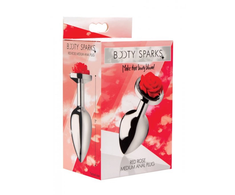 Xr Brands Raudona Rose Intimate Plug Medium - Aluminum, Decorative Floral Base