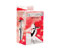 Xr Brands Raudona Rose Metal Intimate Plug Small - Juodas Rose, Lightweight Aluminum