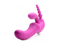 Xr Brands Regal Rider Triple Vibrating Silicone Intimate System - Strapless, Juodas
