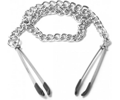 Xr Brands Reign Adjustable Tweezer-Style Nipple Clamps with Chain - Juodas Finish