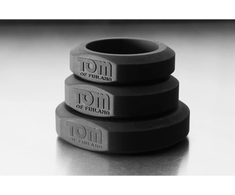 XR Brands 3-Piece Silicone Ring Set - Flexible Sizes, Juodas
