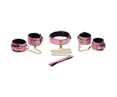 XR Brands Captive Cobra Rožinė Snake Print Bondage Set, Adjustable PU
