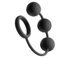 XR Brands Master Series Silicone Ring with 3 Weighted Balls Juodas