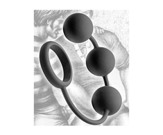 XR Brands Master Series Silicone Ring with 3 Weighted Balls Juodas
