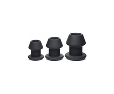 XR Brands Gape-Grommets Silicone Hollow Dilator Set 3 Sizes Juodas