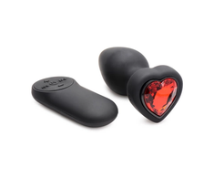 XR Brands Raudona Heart Silicone Plug with Remote Control - Small Size