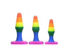 XR Brands Rainbow Silicone Anal Trainer Set - 3-Piece Graduated Plugs