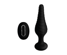 XR Brands Silicone Plug with Remote Control, 10 Vibration Modes, Juodas