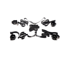 Xr Brands Master Series Leather Bed Restraint System - Adjustable Juodas Set