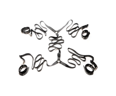 Xr Brands Master Series Leather Bed Restraint System - Adjustable Juodas Set
