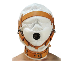 Xr Brands Strict Leather Sensory Isolation Hood M/L Baltas-Tan Adjustable Leather