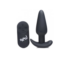 Xr Brands BANG Remote-Controlled Silicone Plug - 21-Mode Atsparus vandeniui, Juodas
