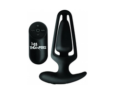 XR Brands Power Plug 7X Hollow Juodas Remote-Controlled Silicone Plug