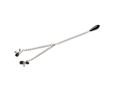 XR Brands Titty Taunter Adjustable Nipple Clamps with Weighted Bead, Juodas