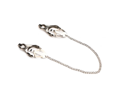Xr Brands Primal Spiked Clover Adjustable Nipple Clamp Set, Nickel-Free Metal, 30cm Chain