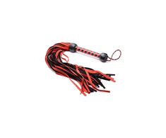 XR Brands Suede Flogger Raudona &amp; Juodas Braided Handle 53 cm