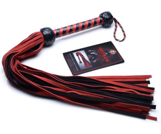 XR Brands Suede Flogger Raudona &amp; Juodas Braided Handle 53 cm