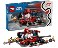 LEGO® City F1® remonto punktas, mechanikai ir Ferrari automobilis (60443)