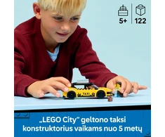 „LEGO® City“ geltonasis taksi, automobilio modelio rinkinys su 2 minifigūrėlėmis, 60487