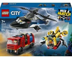LEGO® City Sraigtasparnio, ugniagesių automobilio ir povandeninio laivo rinkinys (60462)