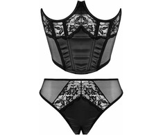 Ayisigi Cottelli Collection Half Corset &amp; Tiara Thong Juodas Lace S